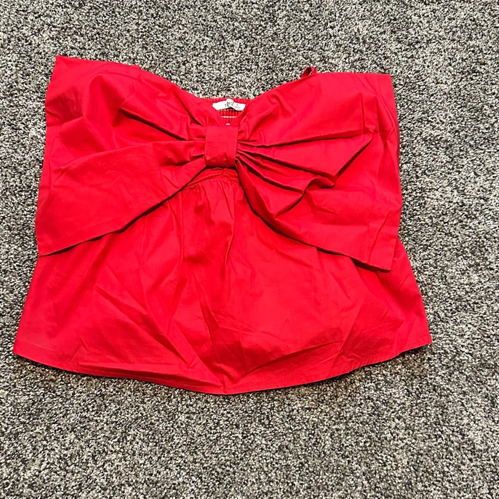NWT - Red Strapless Top w/ Bow Detail with straps